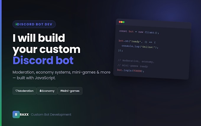 create a custom discord bot with moderation and economy features