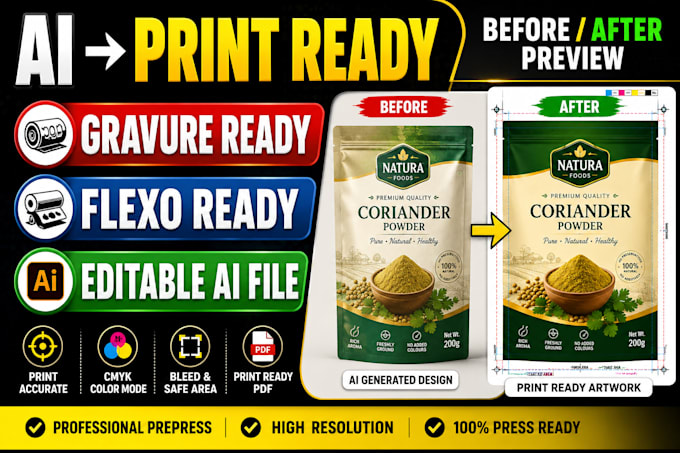 convert ai generated packaging into print ready artwork