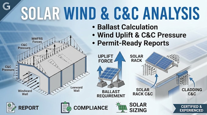 do solar panel wind ballast calculation and component cladding pressure