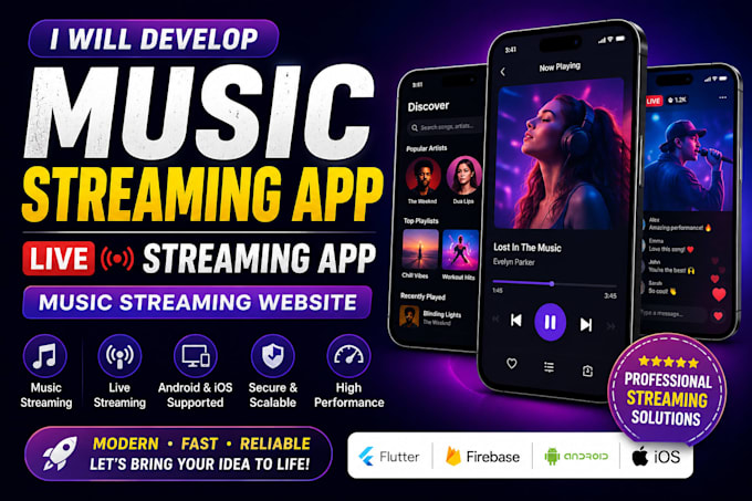 develop music streaming app music streaming website live streaming app music app