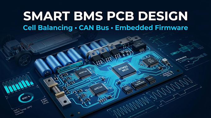 design smart bms pcb with cell balancing, can bus and embedded firmware