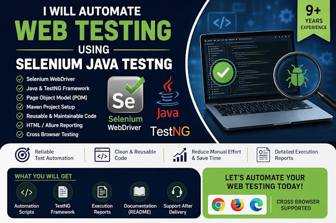 automate web testing using selenium java testng