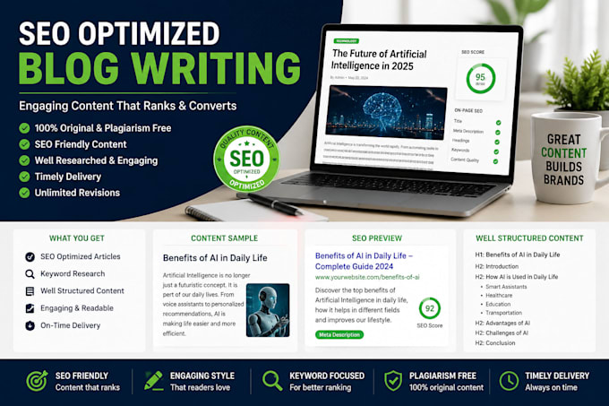 write SEO optimized articles for your website or blog