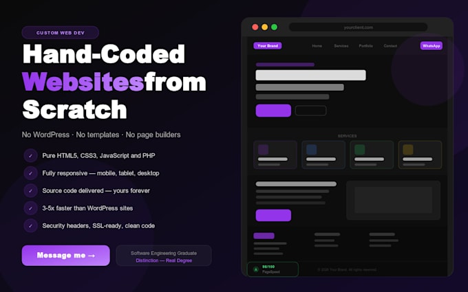 build a custom HTML CSS javascript website from scratch, no wordpress