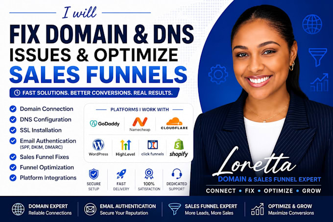 fix godaddy, namecheap, cloudflare dns, domain connection, systeme io funnel