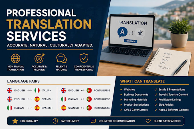 translate your content, available in five languages