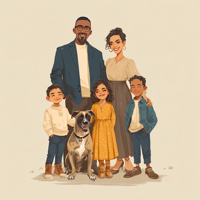 draw family portrait illustration