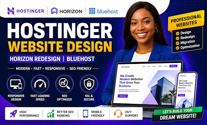 hostinger website design, hostinger horizon redesign bluehost, hostinger website