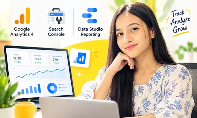 set up google analytics 4, search console, and data studio reporting