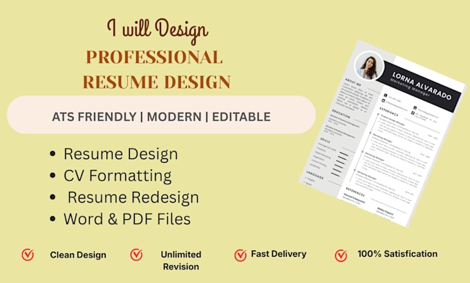 professionally design, format, and redesign your resume or CV