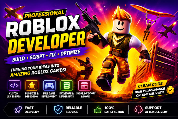 build roblox full game creation, roblox scripter, roblox game developer fix bug