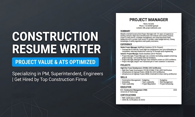 write ats construction resume for project manager and engineering roles