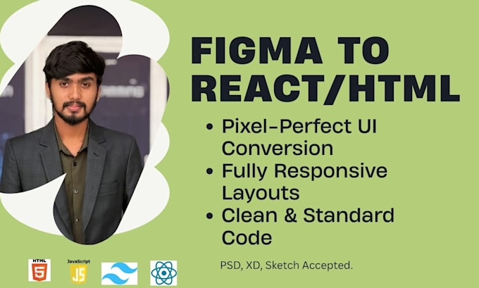convert figma to react js or html responsive website