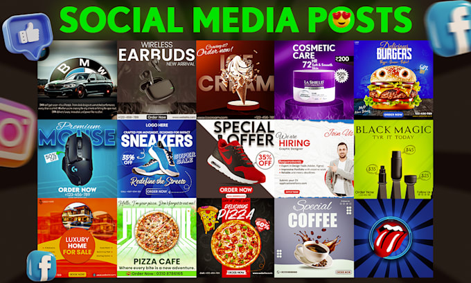 design social media content posts and banners