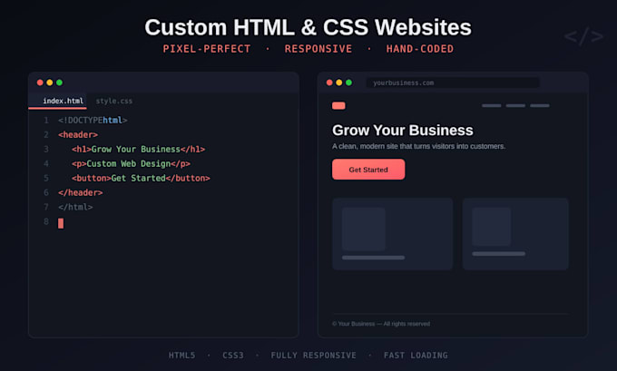 create responsive HTML CSS website design