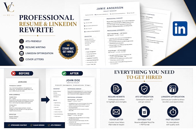 deliver engaging resumes, cvs, and linkedin pages