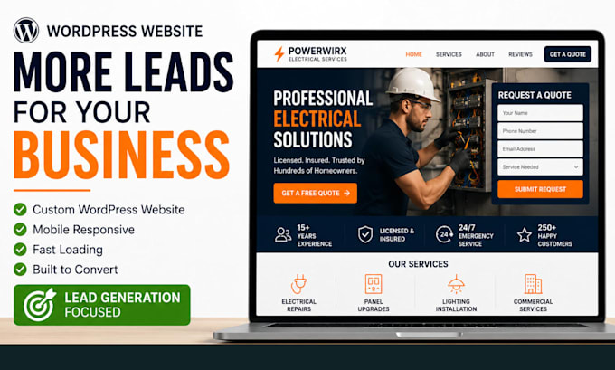 build a lead generating wordpress website for contractors and electricians