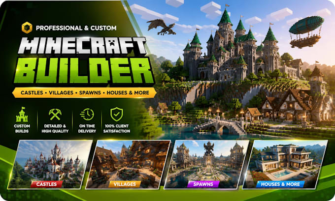 professionally build survival or creative minecraft builds