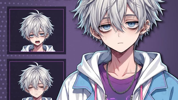 draw a custom anime vtuber model, live2d vtuber avatar and pngtuber character