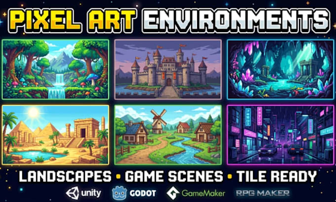 create pixel art background, landscape, environment and game scene for 2d games