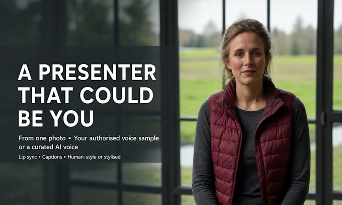 create a lip synced ai presenter video with voice and captions