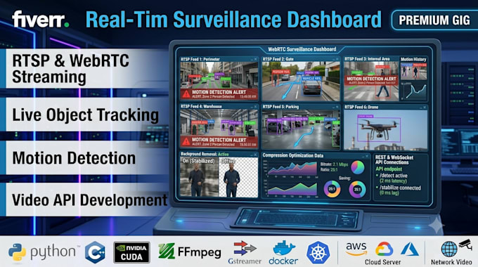 develop rtsp webrtc video streaming, object tracking and video API