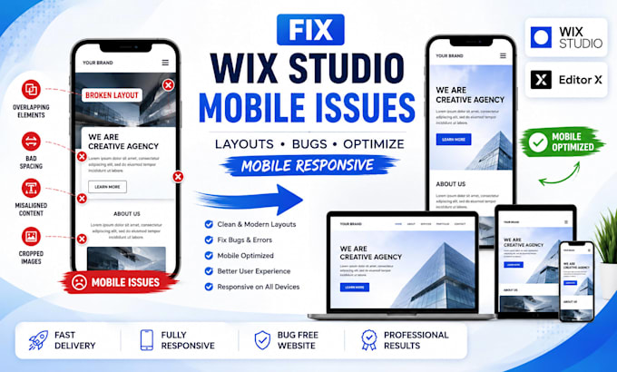fix wix studio mobile issues layout bugs optimize wix website mobile responsive