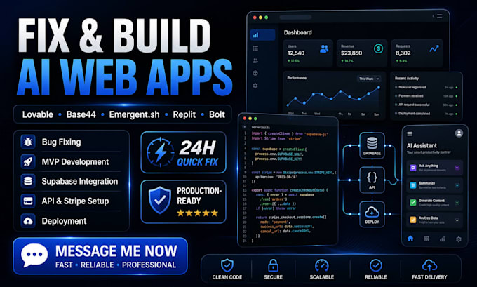 emergent sh expert lovable ai app development app bug fixing base44 ai webapp