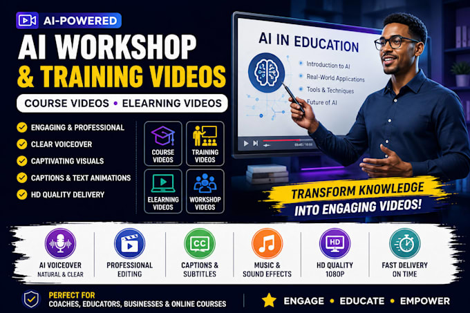 create ai workshop, training, course, and elearning videos