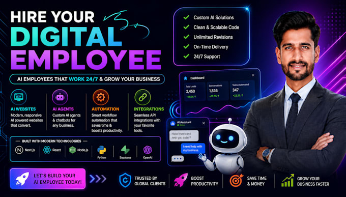 build digital employee, ai agents, business solutions, automations