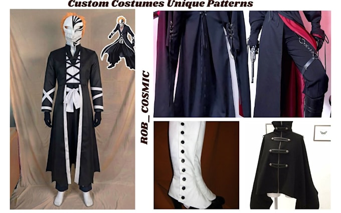create a custom cosplay costume, anime outfit, masks