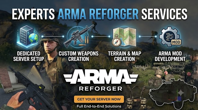 do arma reforger server setup, arma reforger weapons, map creation, arma mod