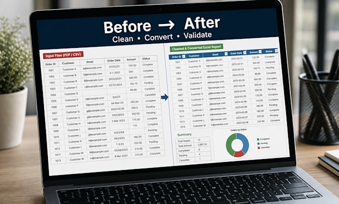 automate excel CSV PDF and json data processing with ai validation