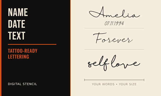 create tattoo ready lettering for your name date or text