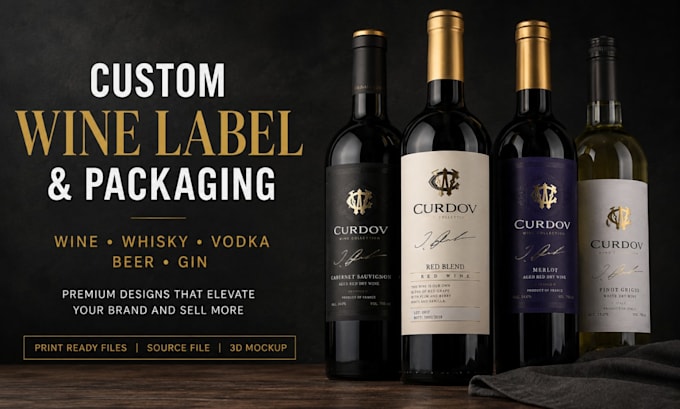 do custom wine label, bottle label, wine label design, whisky label, vodka label