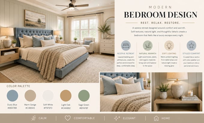 create an interior design mood board with shopping list