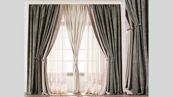 create curtain, drapes, blinds, window treatment 3d modelling and rendering