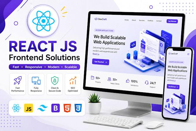 create a responsive react js frontend website