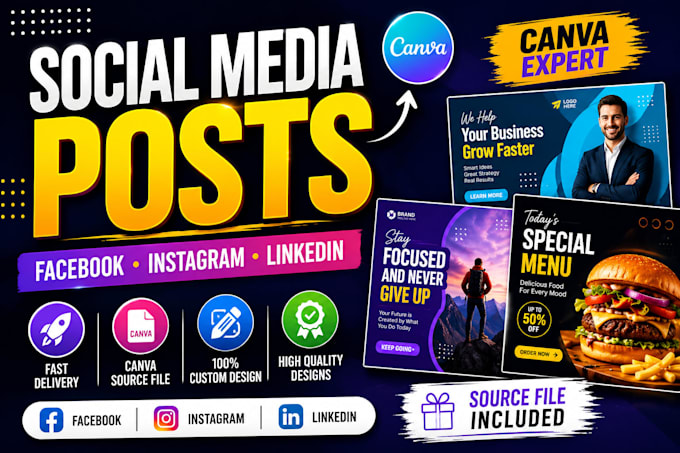 design professional canva social media posts and banners