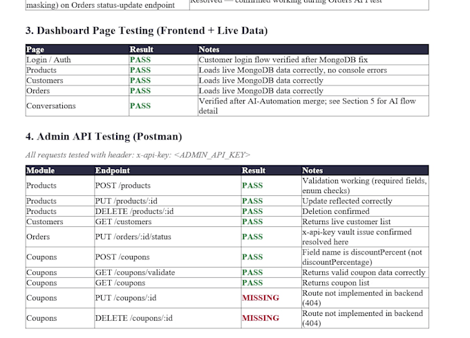 do manual QA testing and API testing for your web app