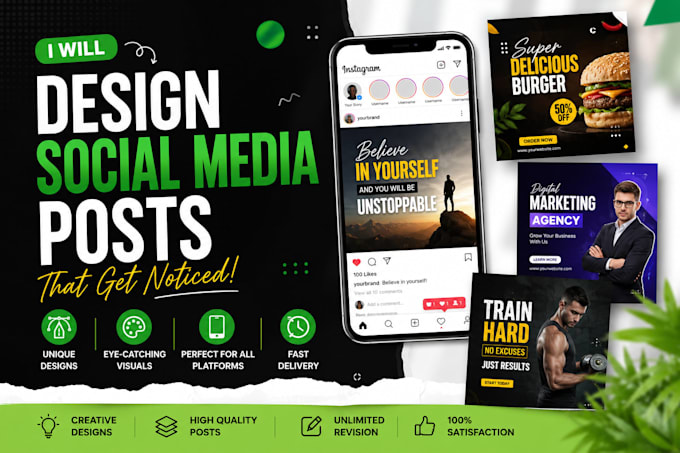 design instagram, facebook posts and carousel for engagement