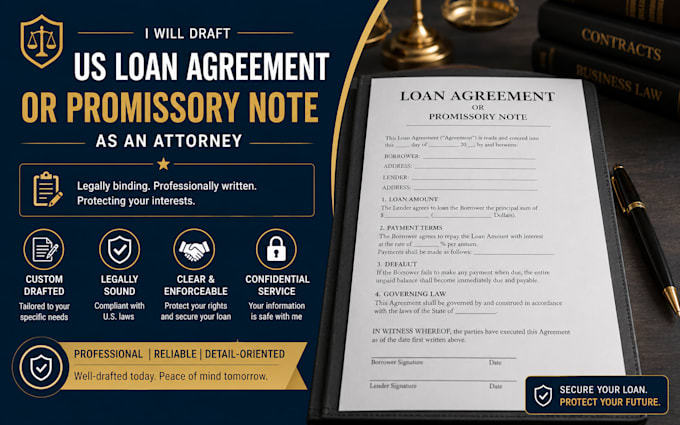 draft a US loan agreement or promissory note as an attorney