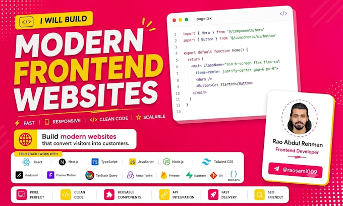 build responsive react js javascript website with tailwind CSS vite