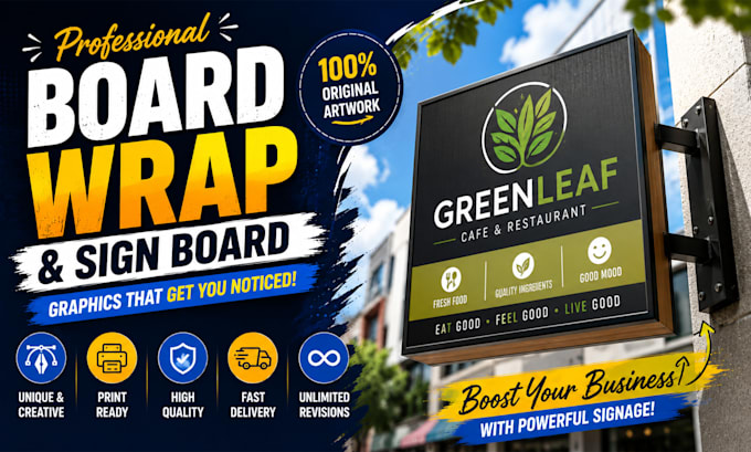 create custom shop sign board and billboard wrap design