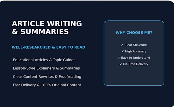 write and rewrite clear articles or educational content