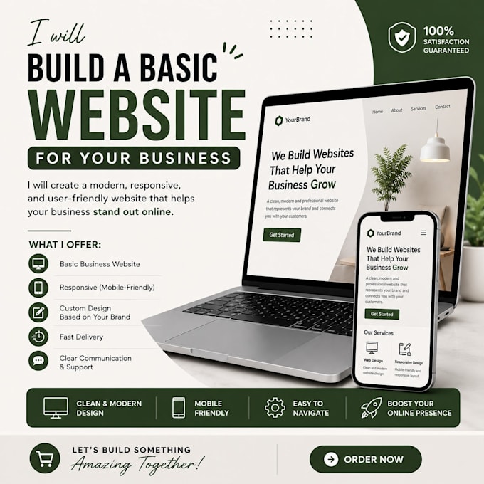 create a clean, responsive basic website for your business