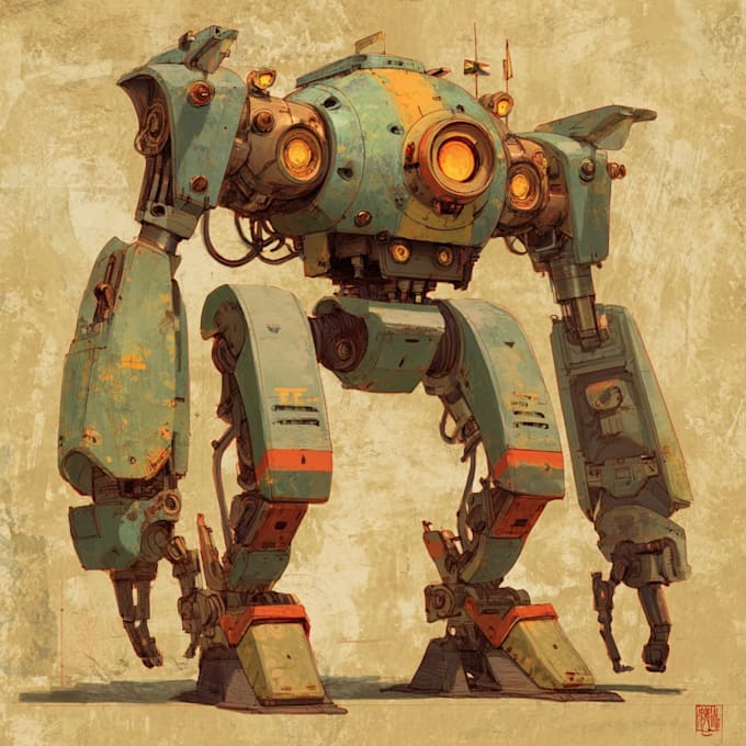 design custom futuristic mecha robot artwork
