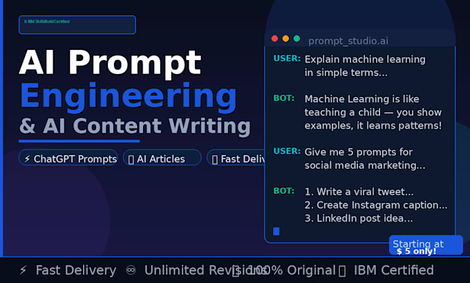 write chatgpt prompts and ai content using prompt engineering
