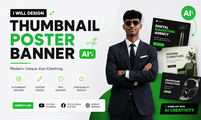 design eye catching ai thumbnail, poster and banner