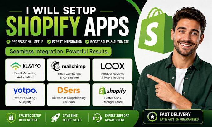 design shopify store klaviyo integration mailchimp loox reviews yotpo dsers